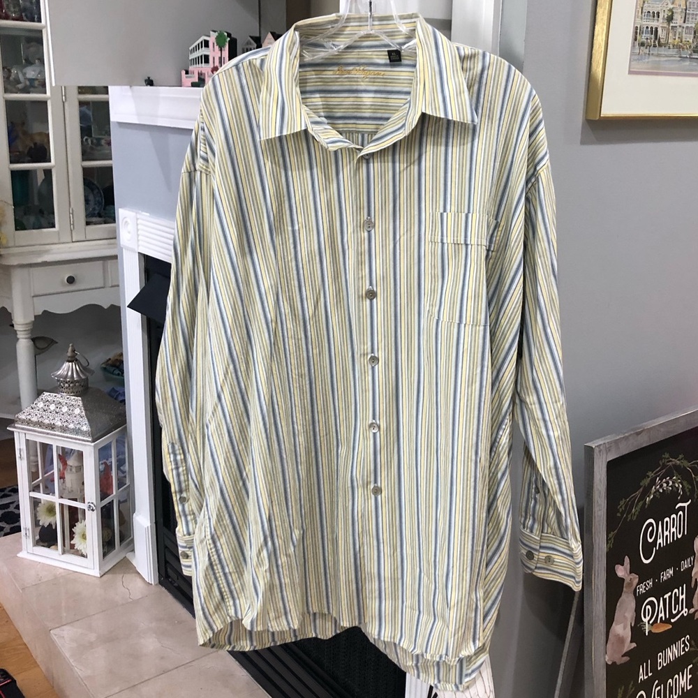 Ben Hogan Men’s Striped Button Up Collared Dress Shirt